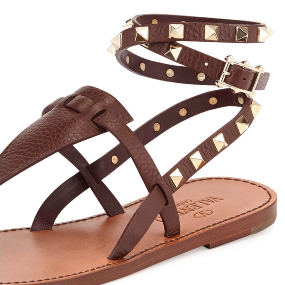 VALENTINO Rockstud Double Thong - Cognac - 39